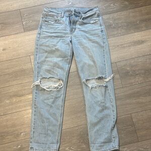 American Eagle Outfitters Light Blue Ripped Straight Leg Jeans